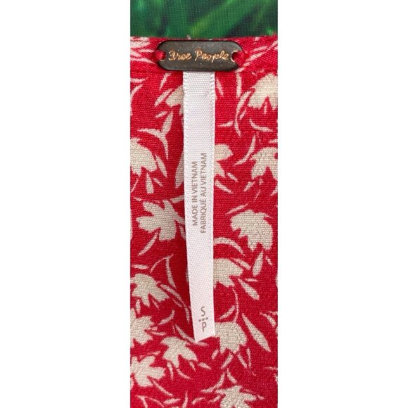 Free People Womens Red In Full Bloom Deep V-Neck Smocked Fit & Flare Midi Dress - Picture 6 of 6